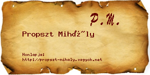 Propszt Mihály névjegykártya