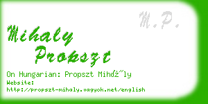 mihaly propszt business card